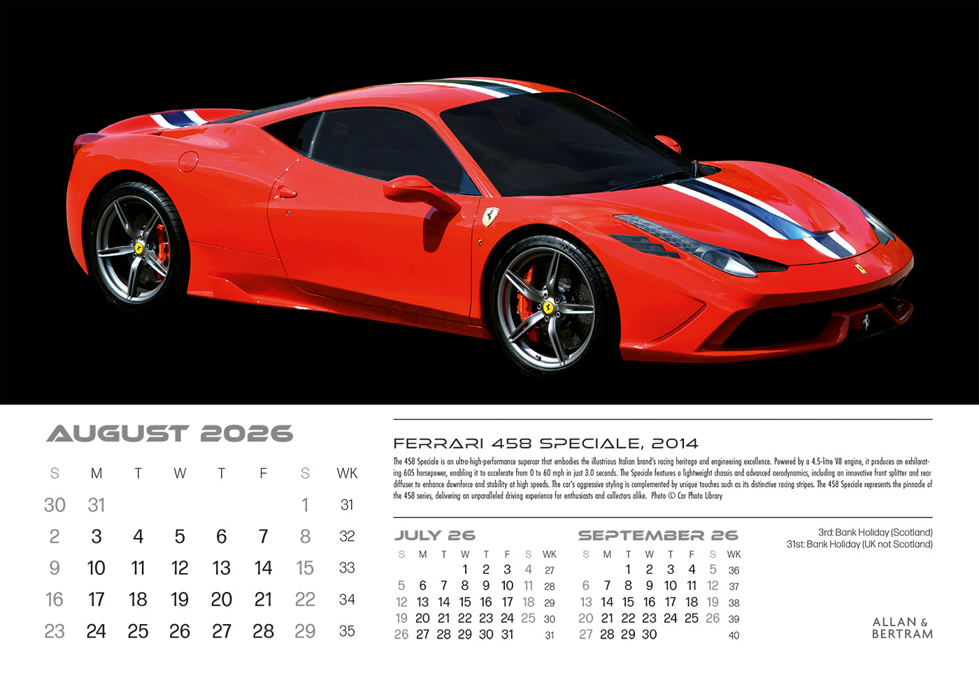 Auto Midi Desk Calendar