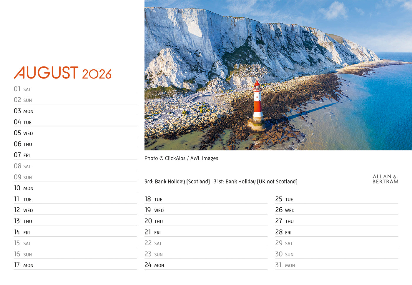 Coastal Path Midi Desk Calendar