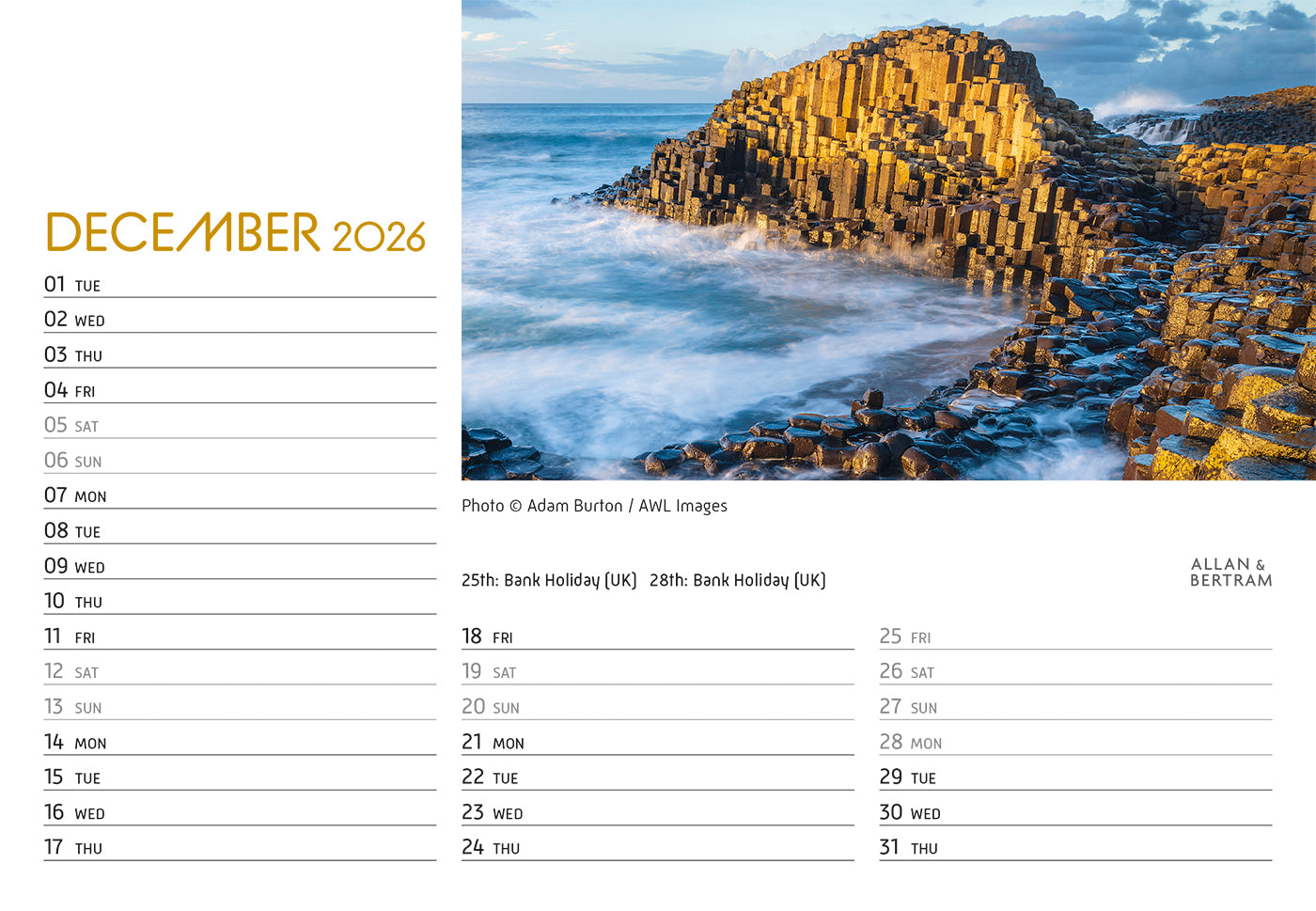 Coastal Path Midi Desk Calendar