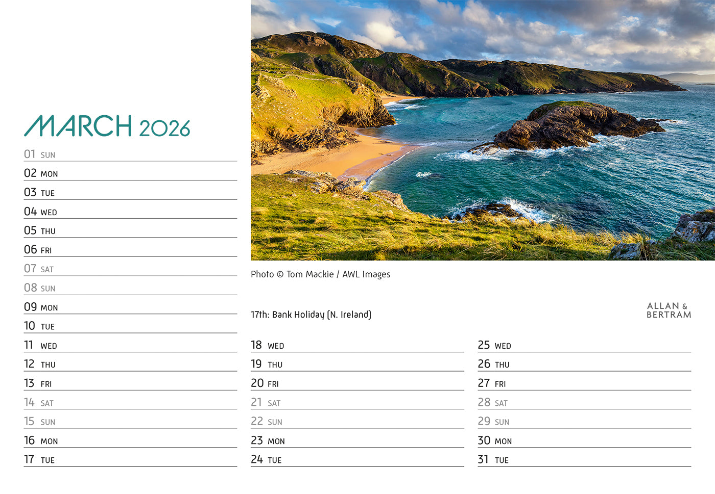 Coastal Path Midi Desk Calendar