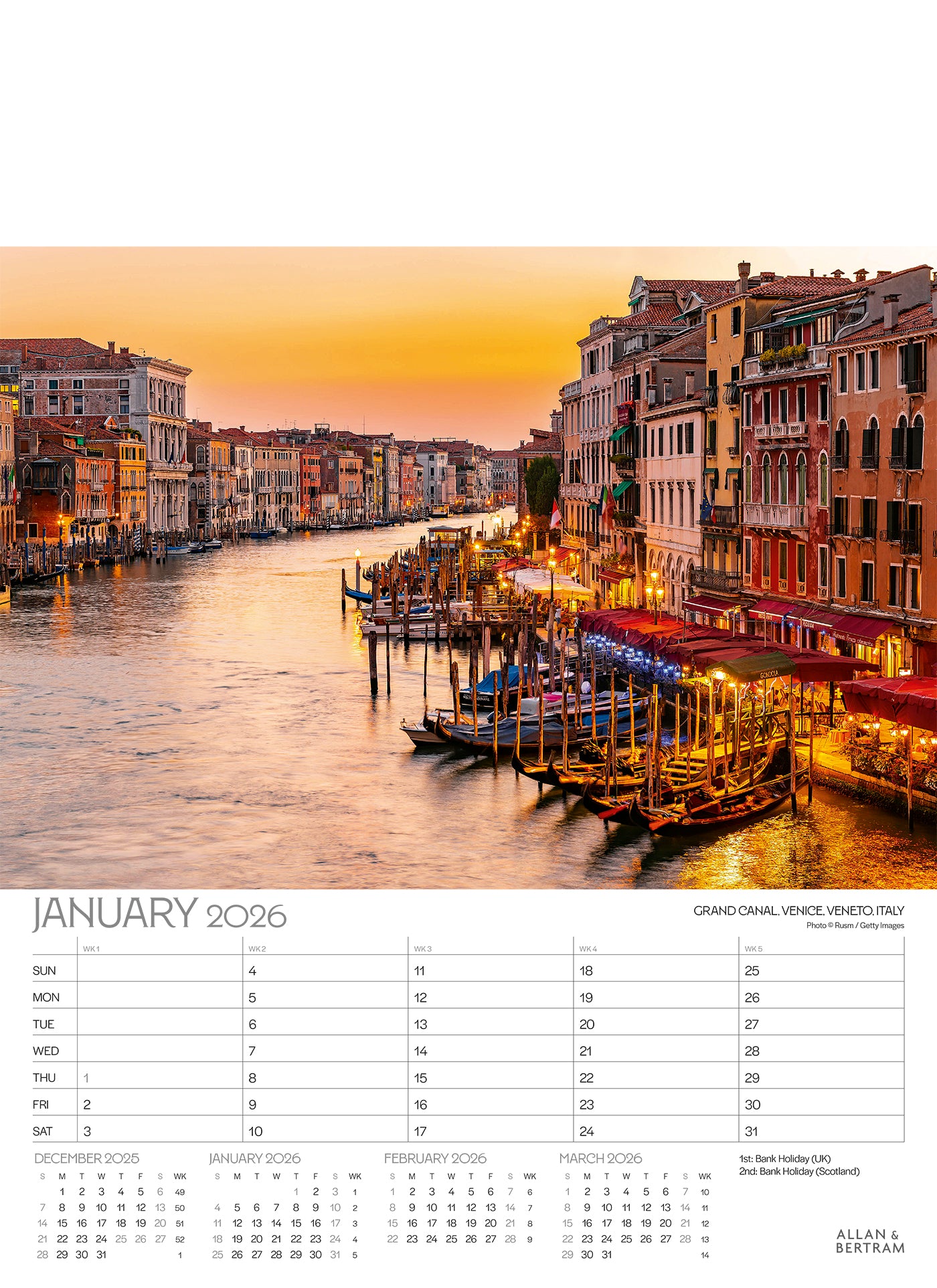 The Grand Tour Junior Wall Calendar
