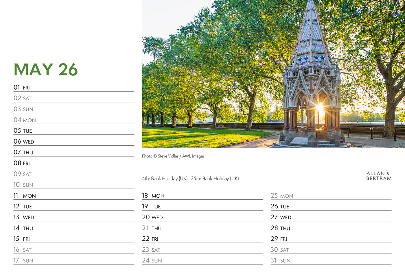 London Midi Desk Calendar