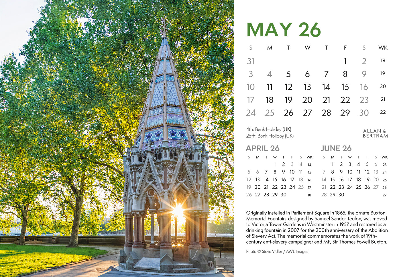 London Midi Desk Calendar