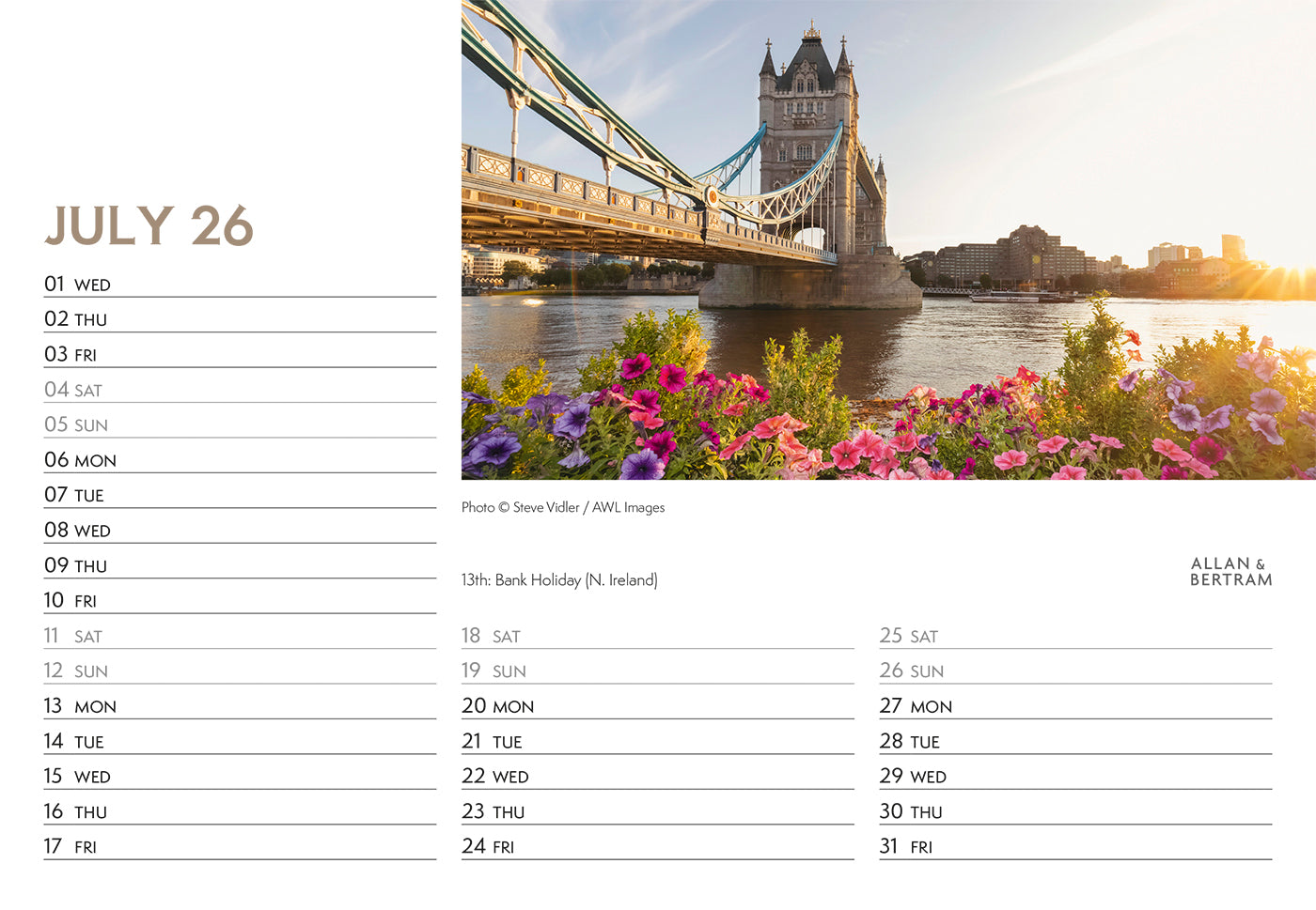 London Midi Desk Calendar