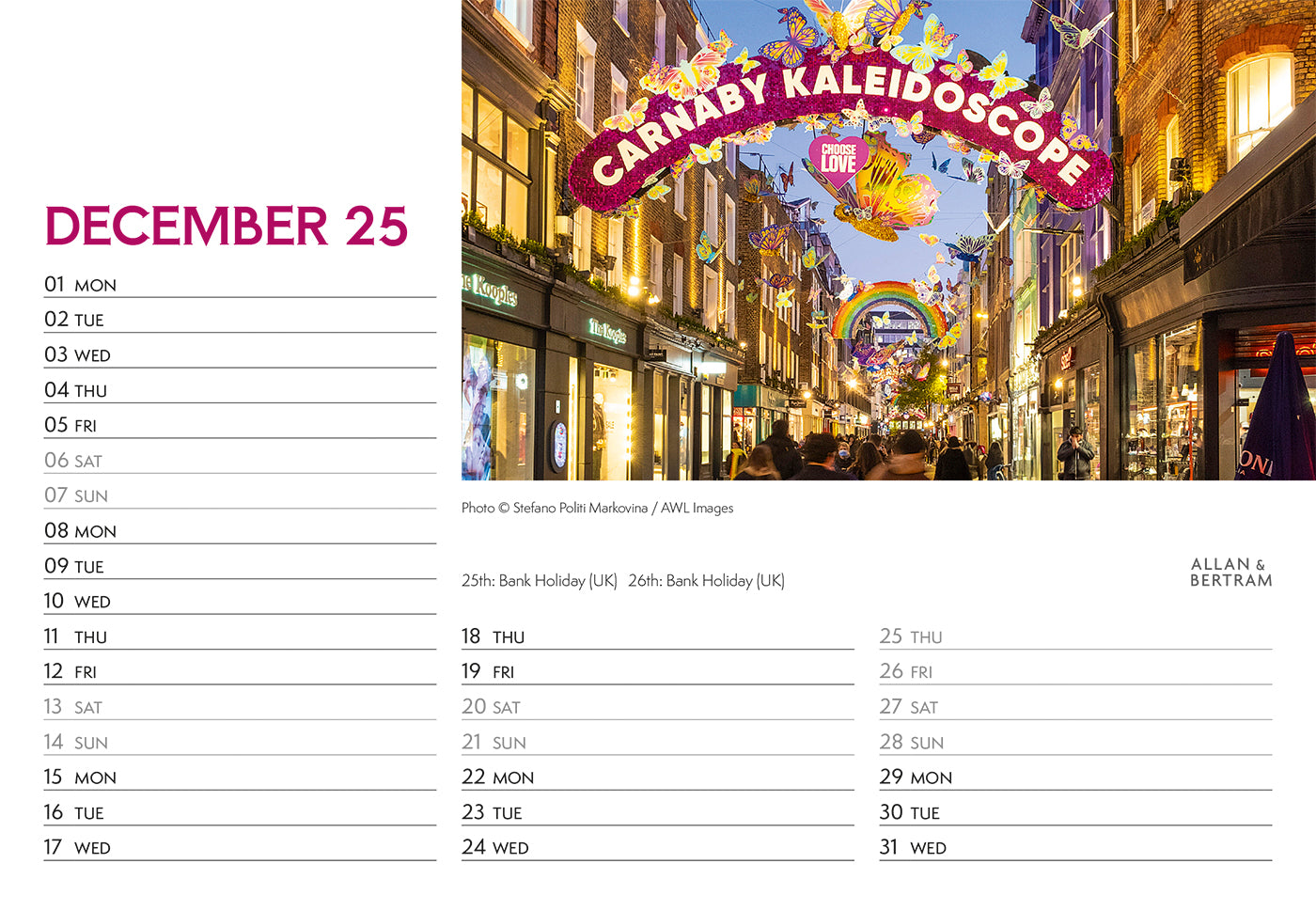 London Midi Desk Calendar