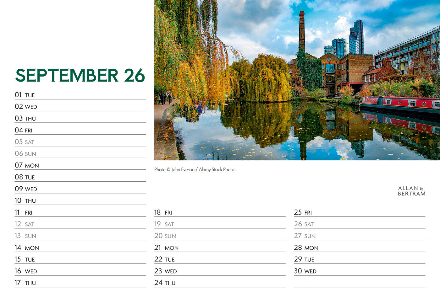London Midi Desk Calendar