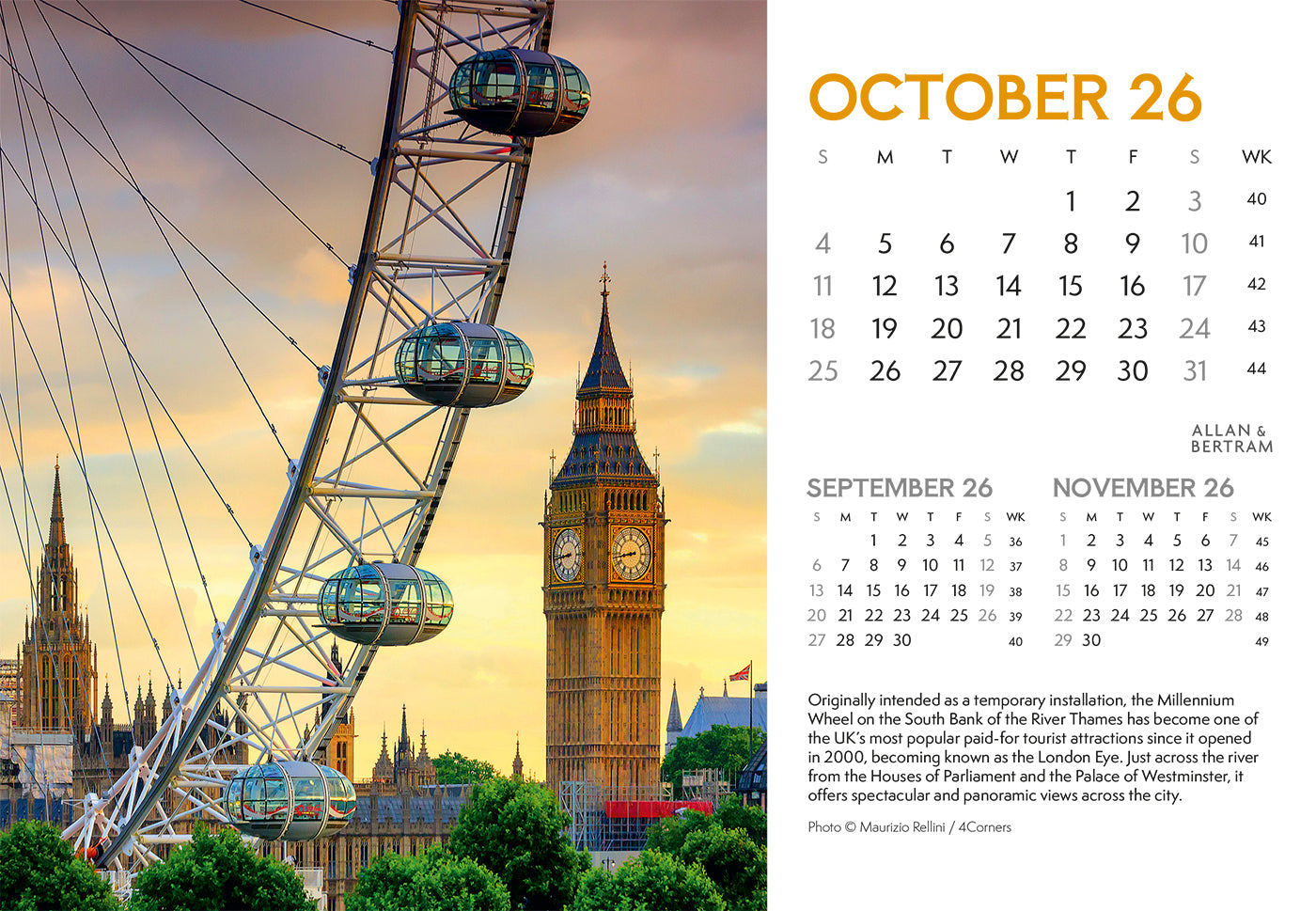 London Midi Desk Calendar