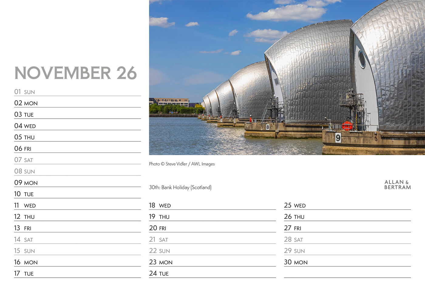 London Midi Desk Calendar