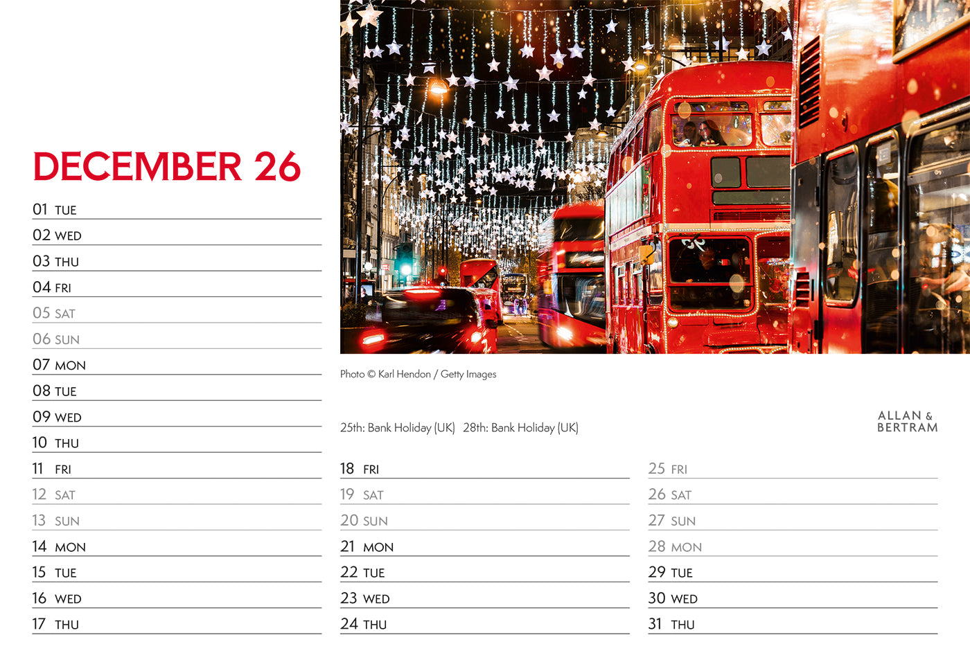 London Midi Desk Calendar