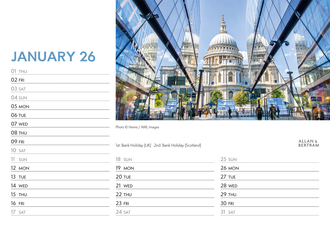 London Midi Desk Calendar
