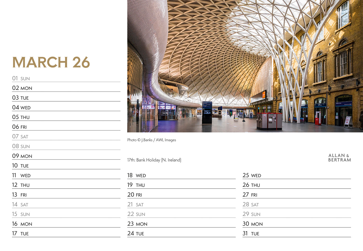 London Midi Desk Calendar