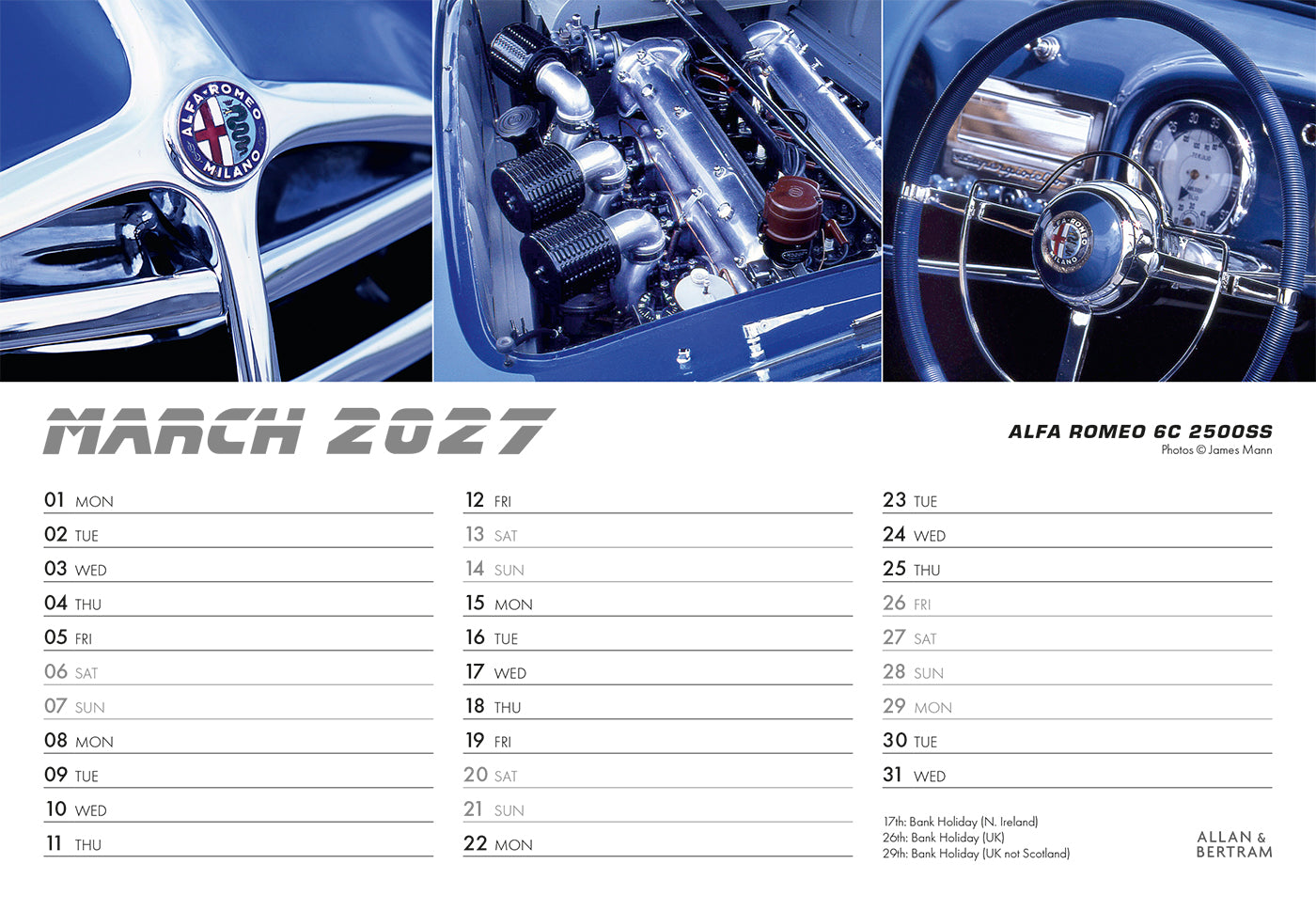 Auto Midi Desk Calendar