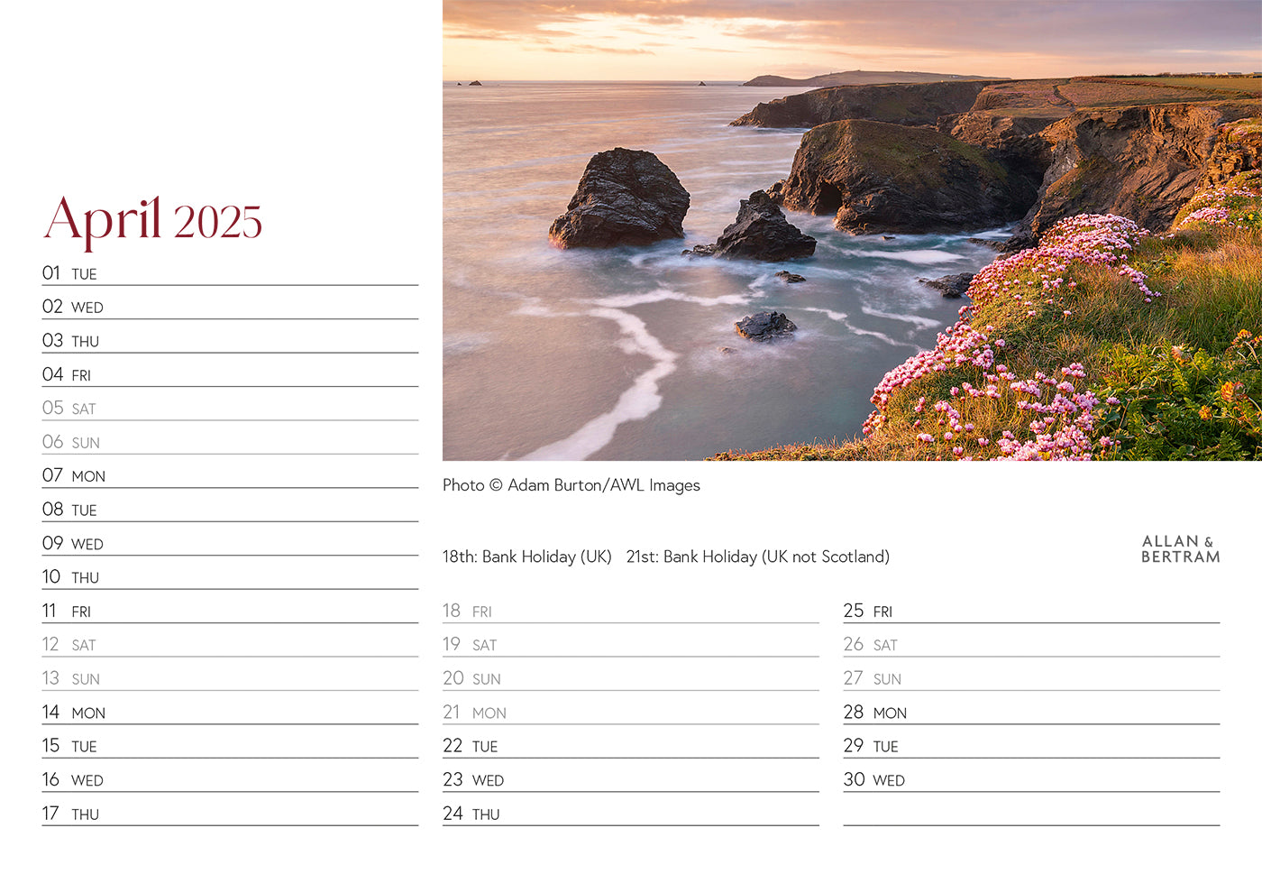 Coastal Path Midi Desk Calendar