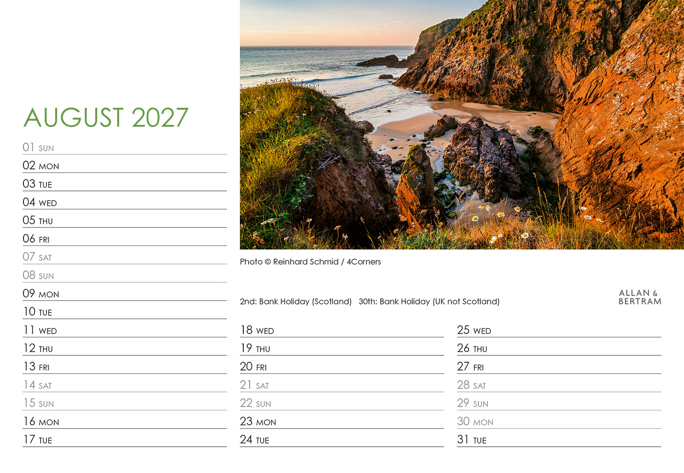 Coastal Path Midi Desk Calendar