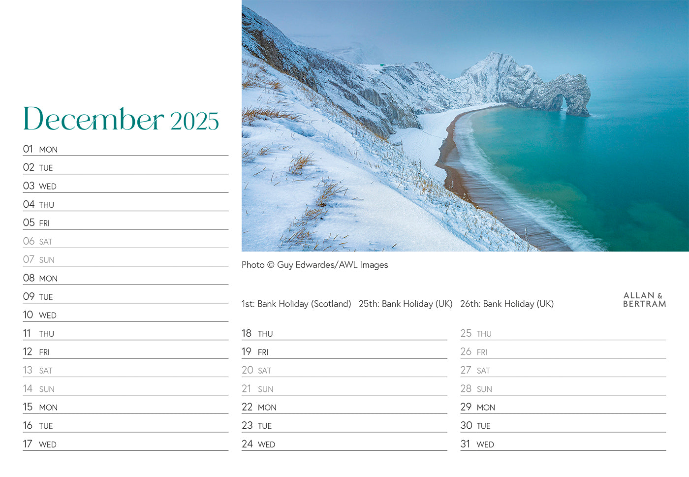 Coastal Path Midi Desk Calendar