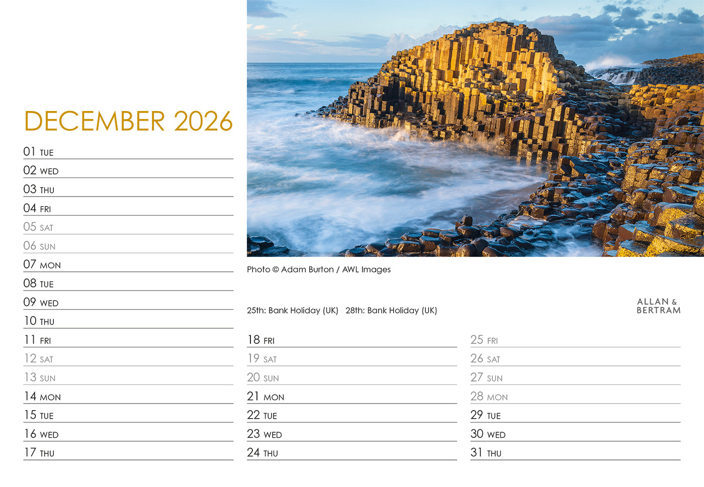 Coastal Path Midi Desk Calendar