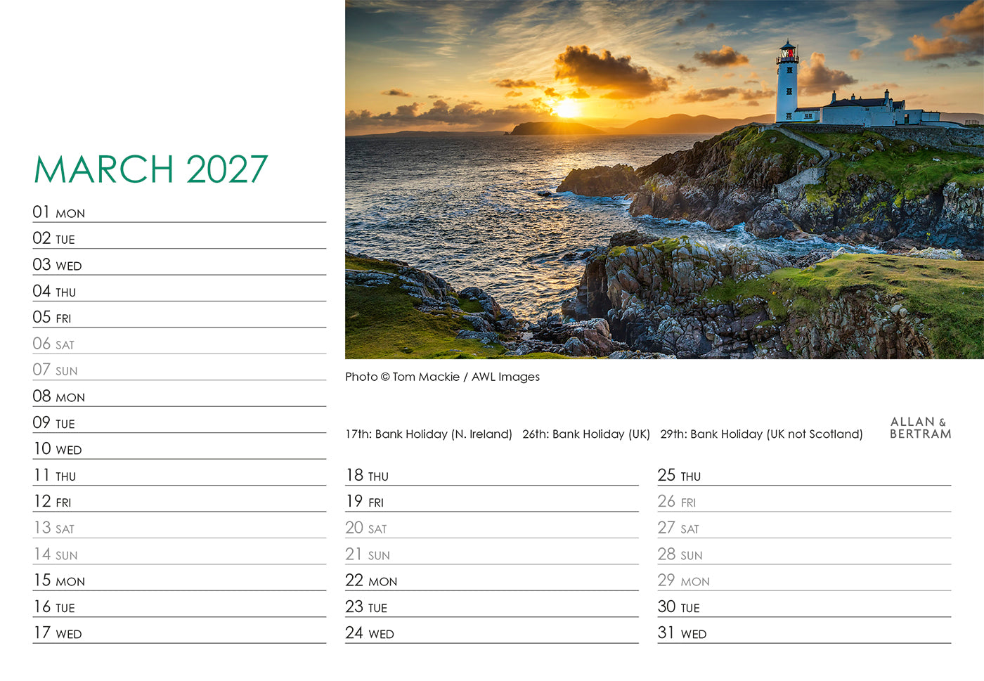 Coastal Path Midi Desk Calendar