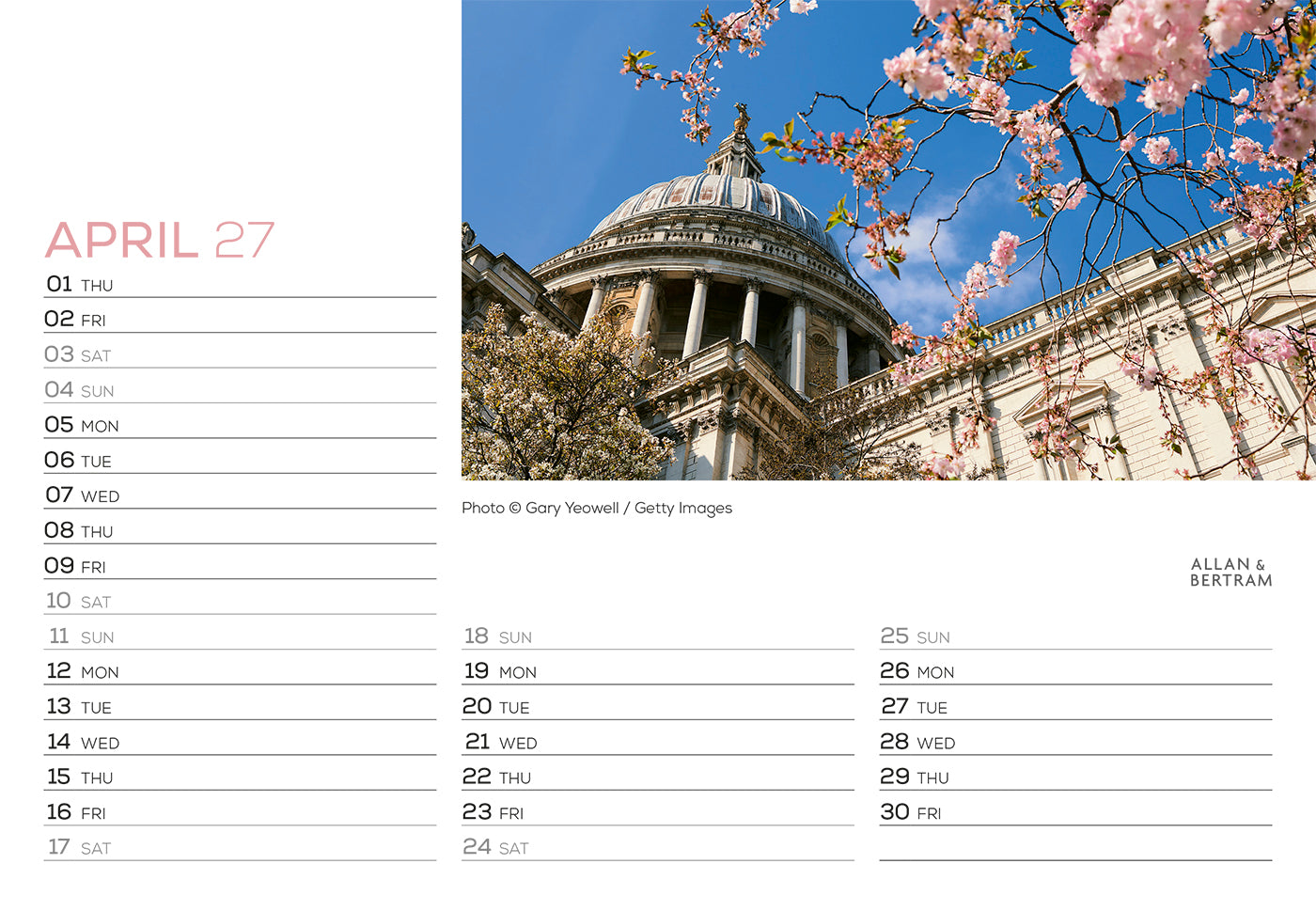 London Midi Desk Calendar