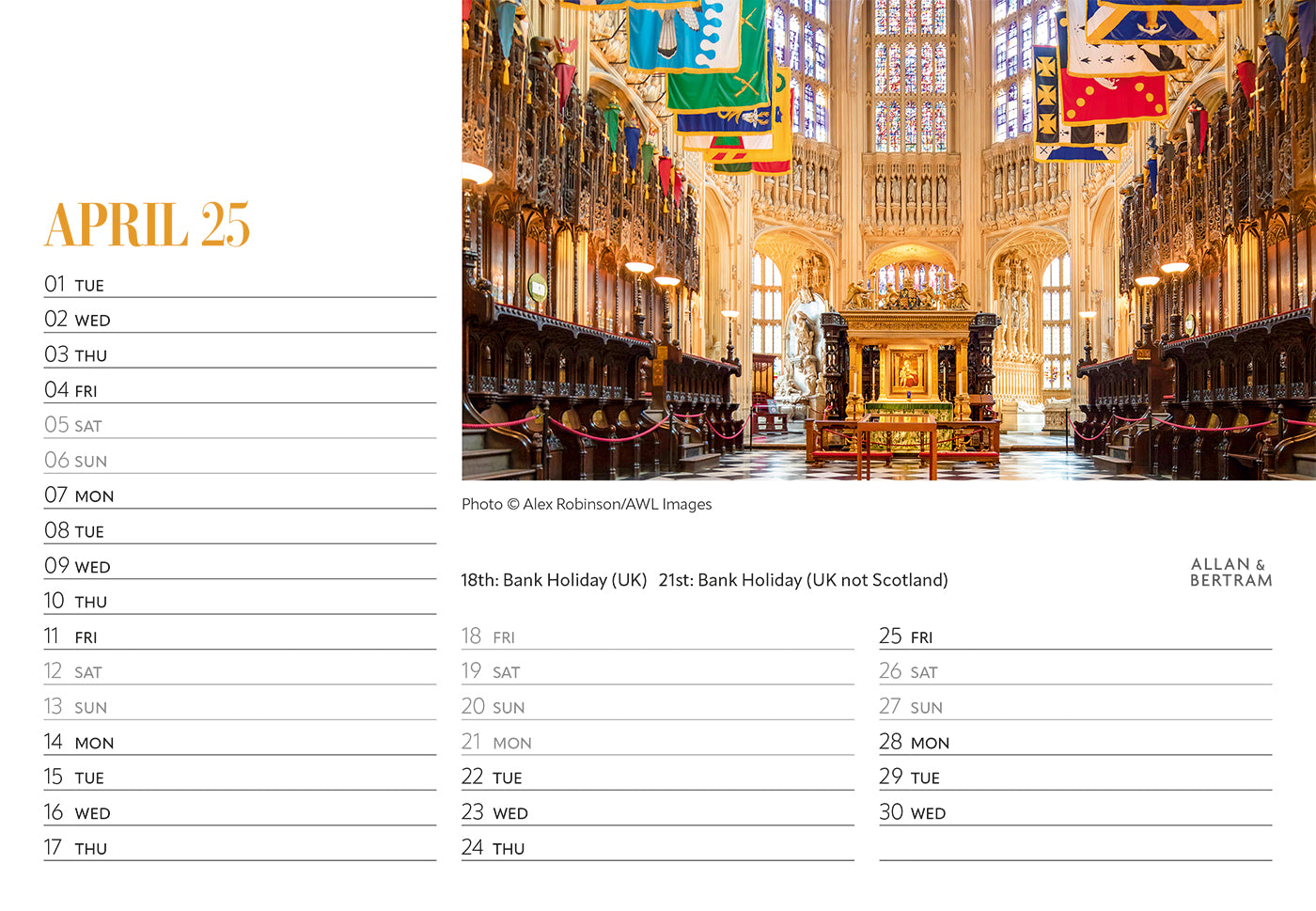 London Midi Desk Calendar