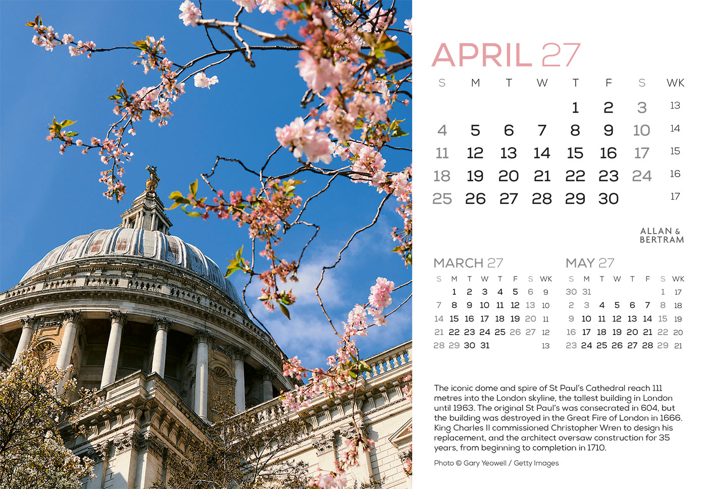 London Midi Desk Calendar