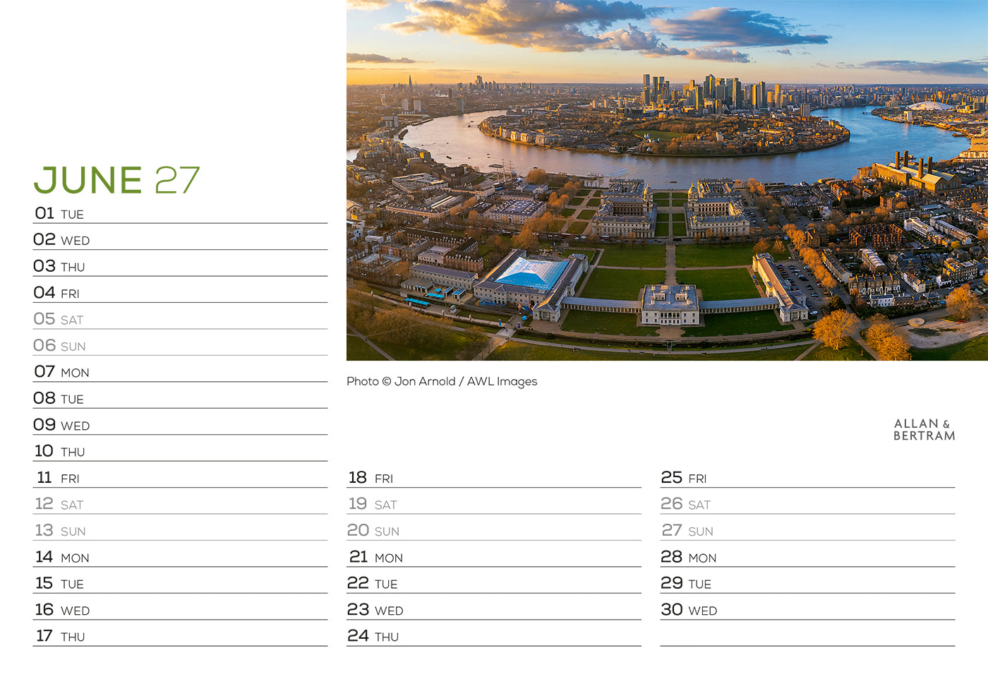 London Midi Desk Calendar