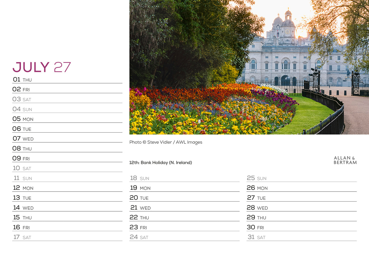 London Midi Desk Calendar
