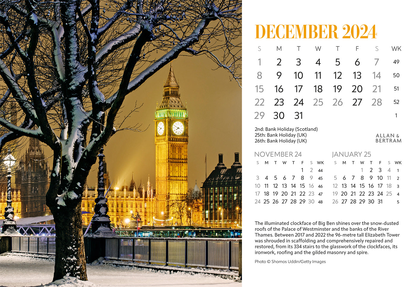 London Midi Desk Calendar