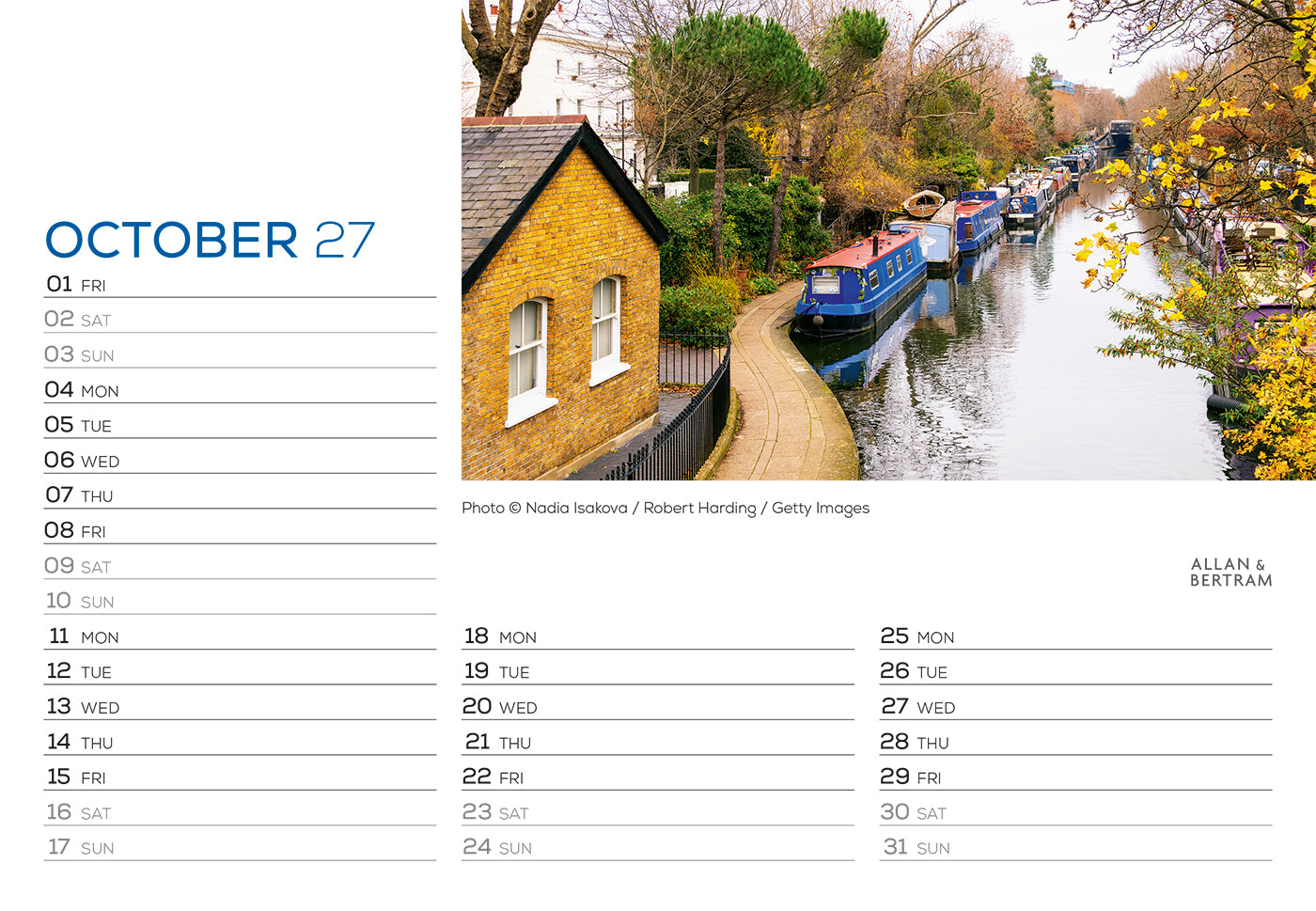 London Midi Desk Calendar
