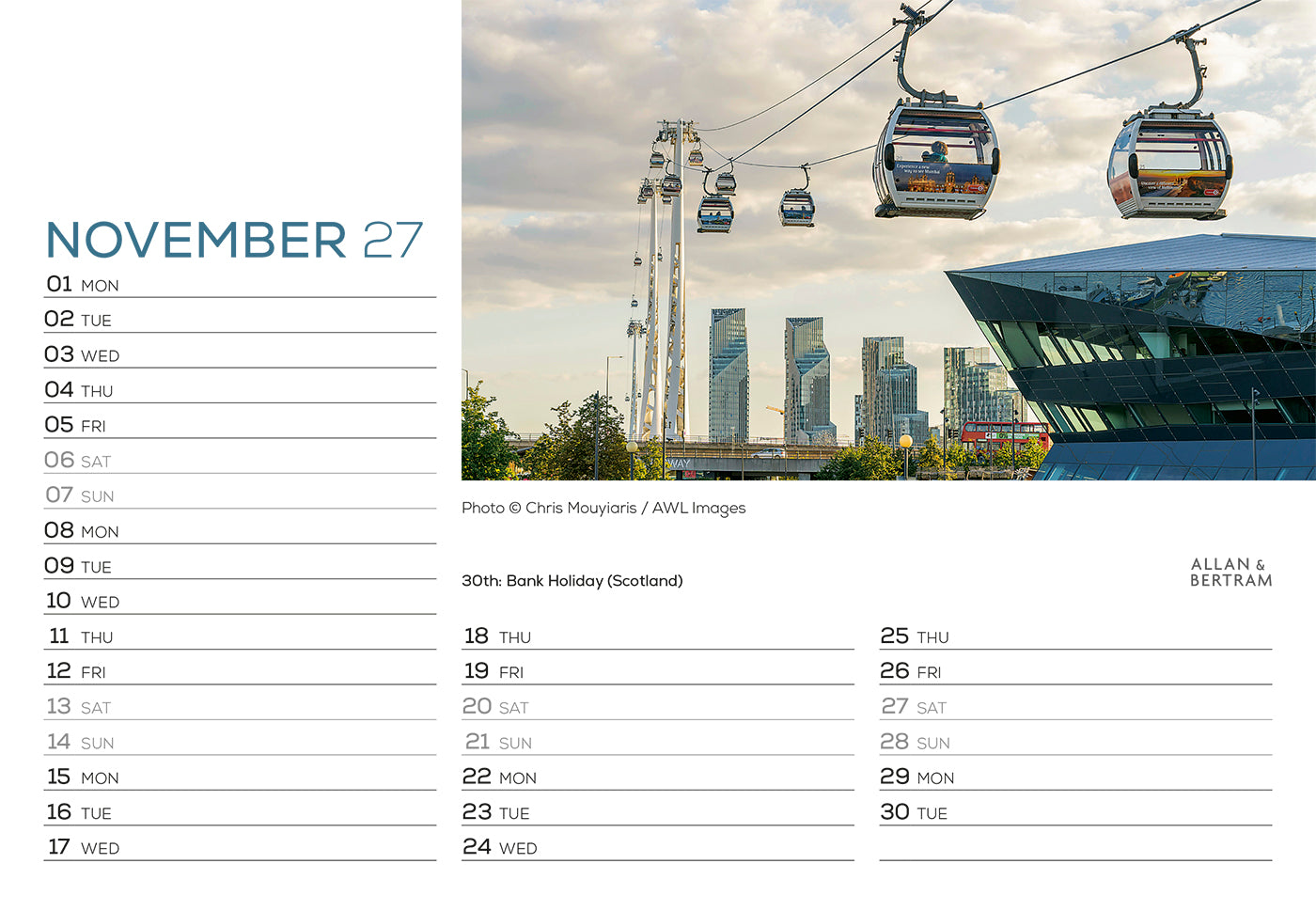 London Midi Desk Calendar