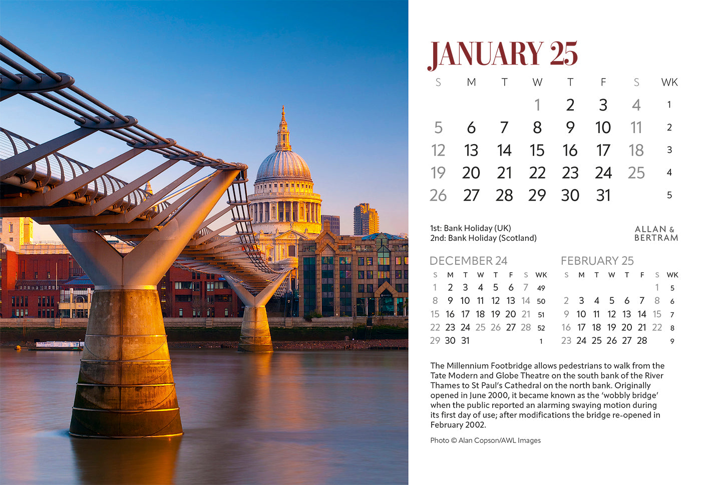 London Midi Desk Calendar