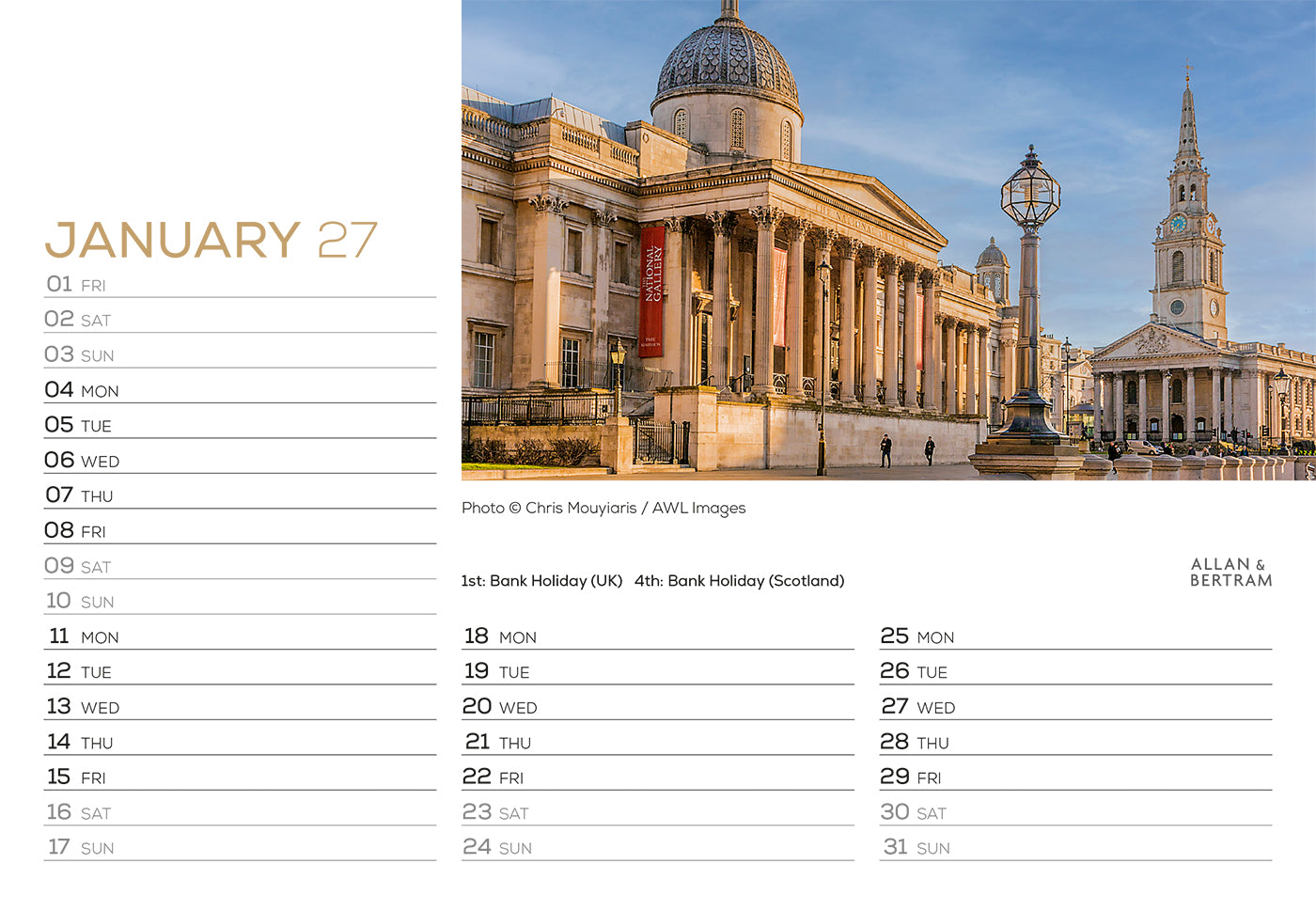 London Midi Desk Calendar