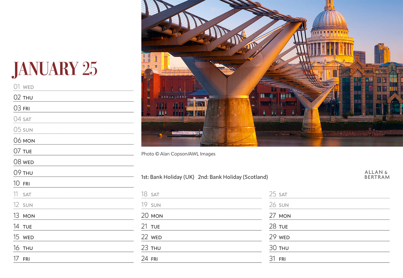 London Midi Desk Calendar