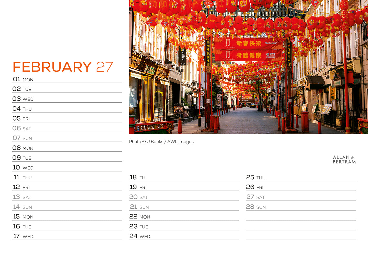 London Midi Desk Calendar