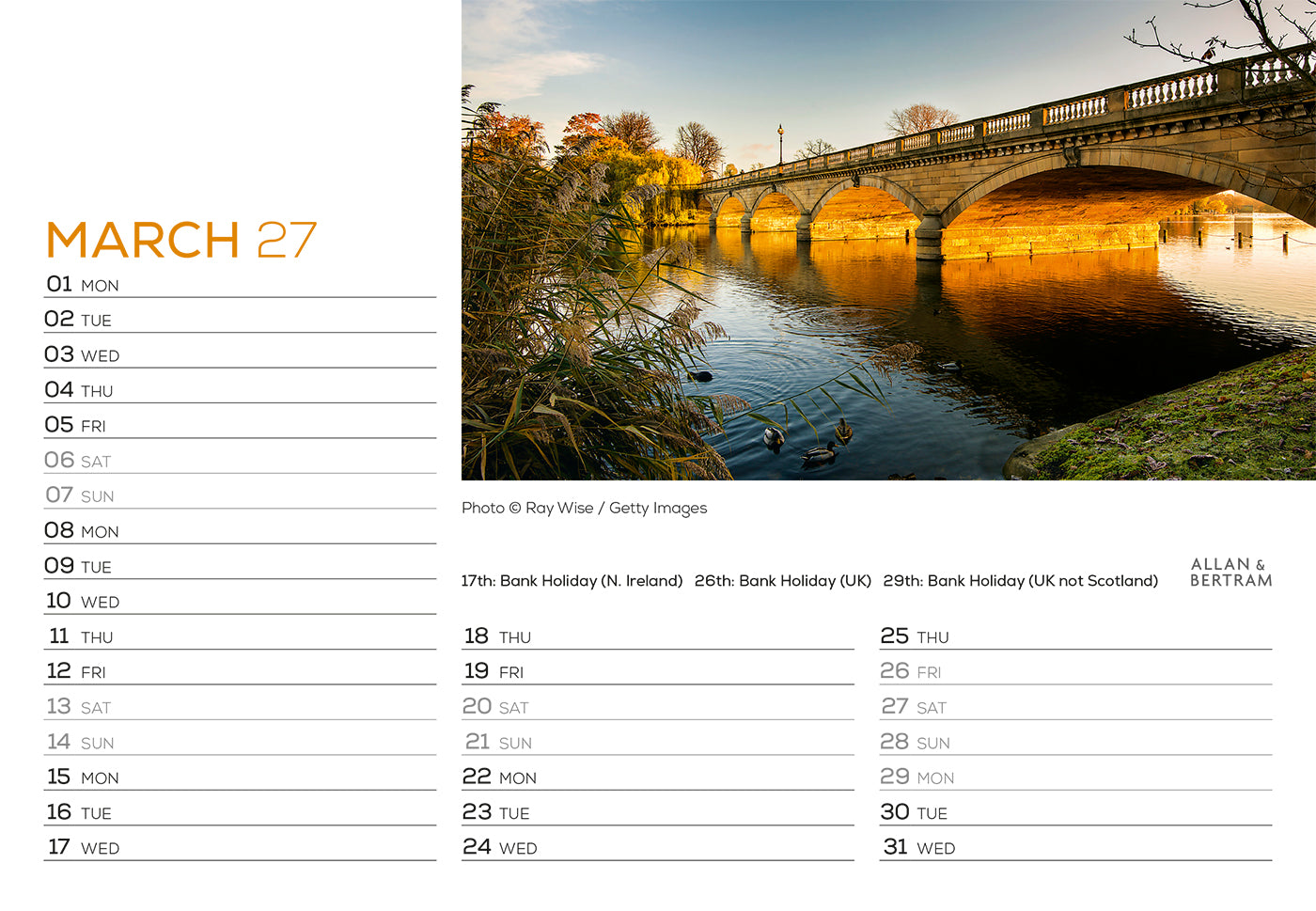 London Midi Desk Calendar