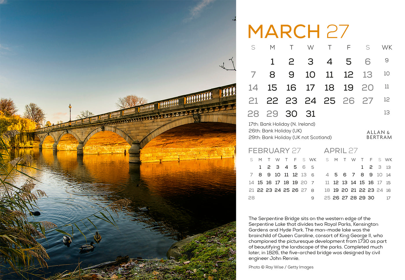 London Midi Desk Calendar